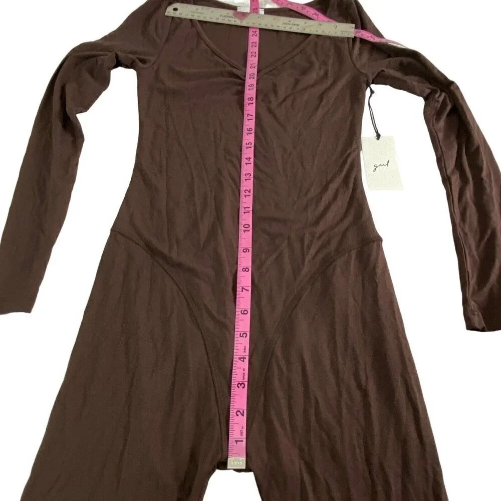 GEEL Ghauri One Piece Romper Bike Shorts Long Sleeves Soft Base NWT Brown M 28-2